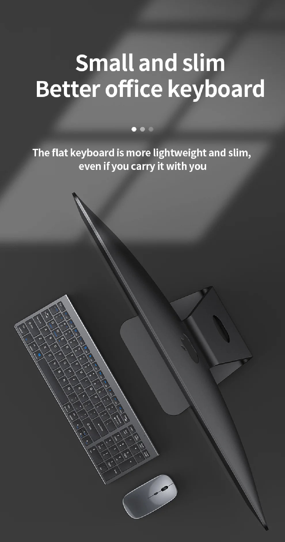 Conjunto de teclado e rato sem fios JOMAA Bluetooth e USB 2.4G para portátil, computador e iPad, combo recarregável e silencioso