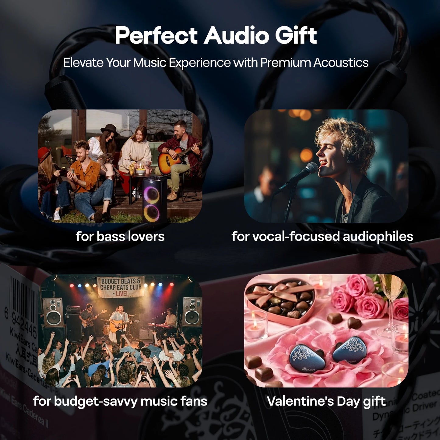 Linsoul Kiwi Ears Cadenza II IEM HiFi-Kopfhörer mit 10mm-Titan-Dynamiktreiber, KARS 2.0 und abnehmbarem Kabel