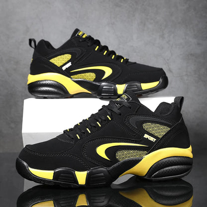 Plus Size Men's Trendy Colour Block Sneakers, Comfy Non Slip Lace Up Casual Durable Shoes For Men's Outdoor Activities