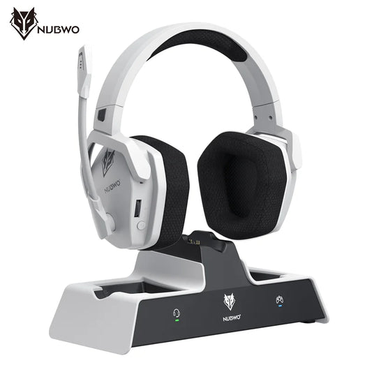 NUBWO G06 Pro Wireless Gaming Headset with Charging Station, Bluetooth 5.3 Gaming Headphones for PS5, PS4 & PC, ENC Microphone, 120-Hour Battery Life