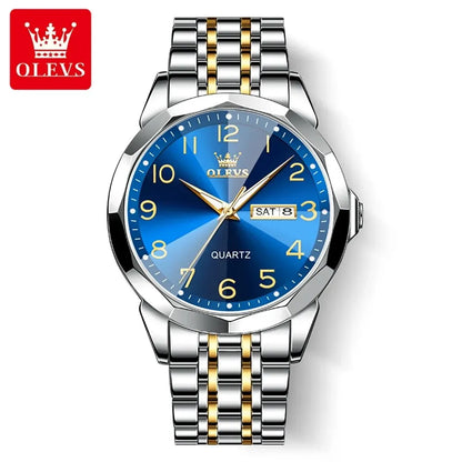 OLEVS 9970 herenhorloge – Elegant model met digitale wijzerplaat, datum- en dagweergave, waterdicht, lichtgevend, quartz – Origineel luxehorloge