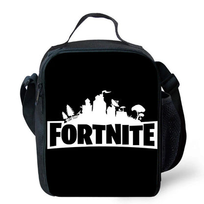 Saco de Almoço Térmico Isolado com Desenho Animado Fofo, Recipiente para Alimentos à Prova de Fugas, Reutilizável, Saco Frigorífico de Almoço Fortnite para Crianças e Estudantes