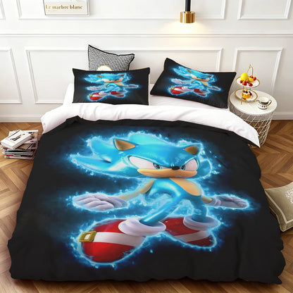 Cartoon Kids Sonics Duvet Cover Cool Bedding Set Comforter Cover with Pillowcase Queen King Bedroom Children Teens beautiful