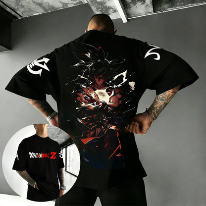 2026 New Hot Anime Dragon Ball Goku Printed Cotton Men's T-shirt Overside American and Women's Breathable Sports Round-neck
