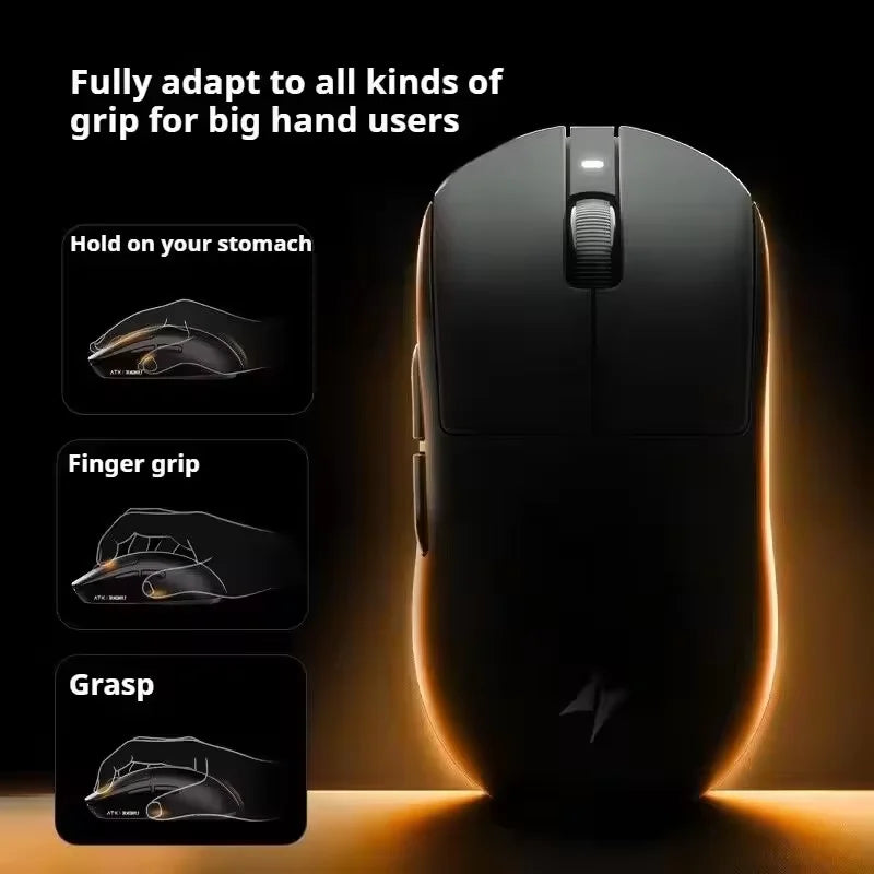 ATK A9 bezdrôtová herná myš s technológiou NearLink, ergonomická PAW3395, trojrežimová Bluetooth myš s nízkou latenciou pre e-šport a PC