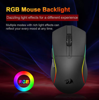 REDRAGON DEICIDE M816 PRO RGB USB gaming miš s podrškom za Bluetooth i 2.4G bežično povezivanje, 26000 DPI, 6 tipki, za gamere, žičani miš za računalo