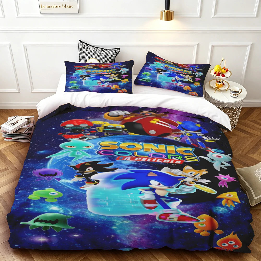 Sonic Duvet Cover for Kids Cool Bedding Set, Duvet Cover for Bedroom Decor Soft and Comfortable Twin, Luxury Birthday Gift soft