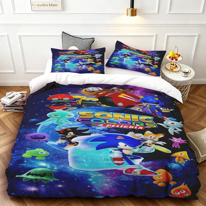 Sonic Duvet Cover for Kids Cool Bedding Set, Duvet Cover for Bedroom Decor Soft and Comfortable Twin, Luxury Birthday Gift soft