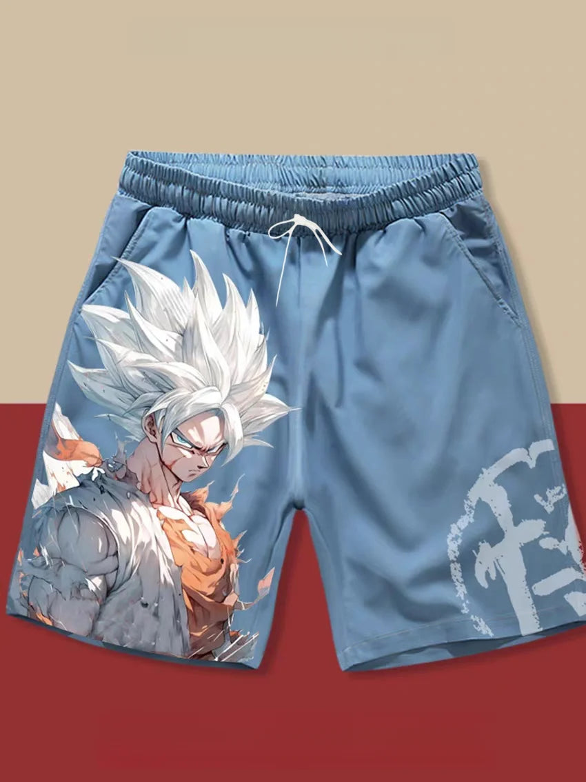 Dragon Ball Goku Ultra Instinct Go Kanji Print Quick Dry Shorts 2026 Summer Plus Size Casual Shorts for Anime Fans Adults & Kids