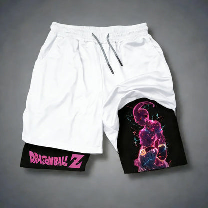 Dragon Ball Anime Majin Buu Printed Double-layer Shorts 2026 Unisex Summer New Gym Training Fast Drying Breathable Sports Shorts
