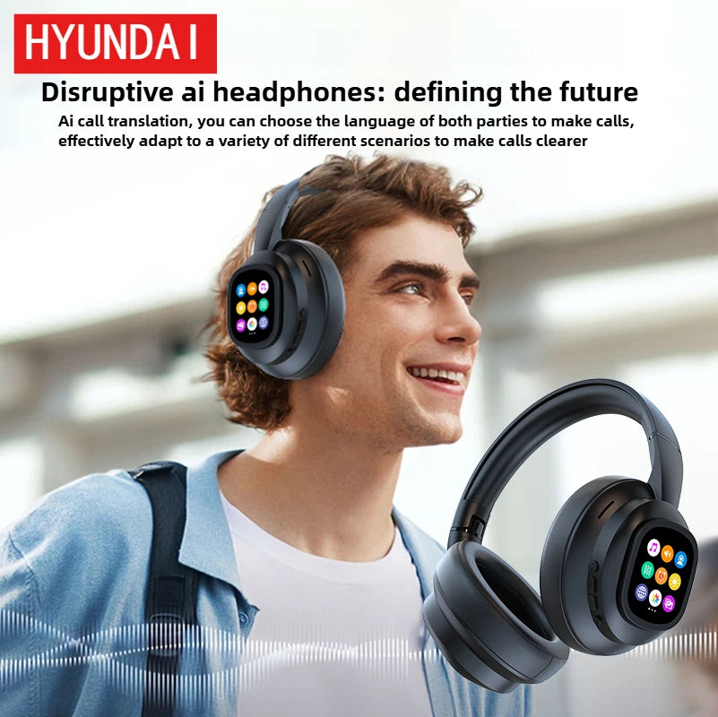 Auriculares HYUNDAI X1PRO inalámbricos Bluetooth 6.0 con traducción por IA – Más de 100 idiomas, control táctil, pantalla LED y cancelación de ruido