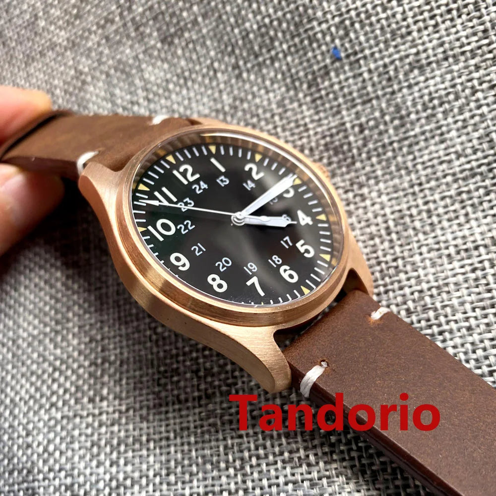 Tandorio NH35A PT5000 Solid Full Cusn8 Bronze 200m Waterproof 39mm Automatic Men Watch Sapphire Crystal Date C3 Luminous Marks