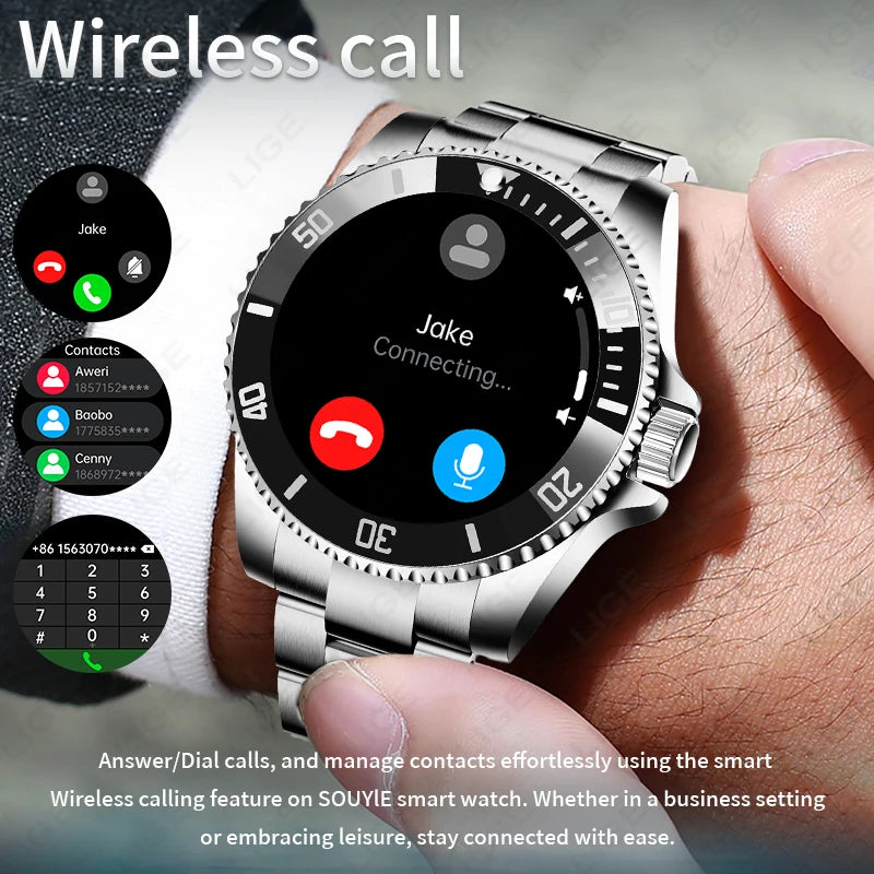 LIGE 2026 Smartwatch for Men  1.27" HD Display, Bluetooth Calling, IP68 Waterproof, Heart Rate & Fitness Monitor