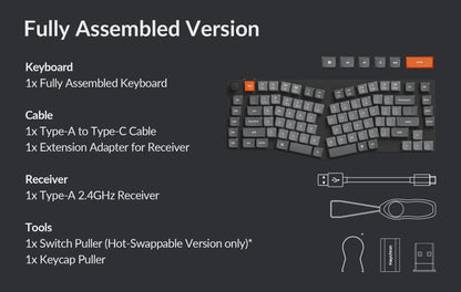 Keychron K15 Max (Alice-Layout) QMK kabellose individuell anpassbare mechanische Tastatur mit flachem Profil, Gateron-Switches und Double-Shot-PBT-Tastenkappen