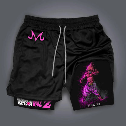 Dragon Ball Anime Peripheral Majin Buu GOKU Printed Sports Double-layer Shorts American 2025 Summer Men's Loose Breathable Pants