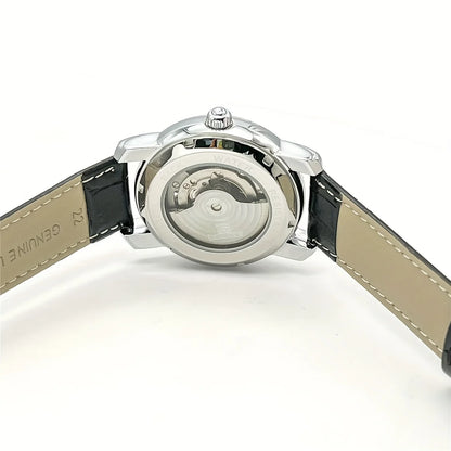 Automatikus mechanikus férfi karóra – Elegáns, áttört kialakítás, divatos „business casual” stílus, ötvözetből készült tok és bőr karkötő, elem nélkül
