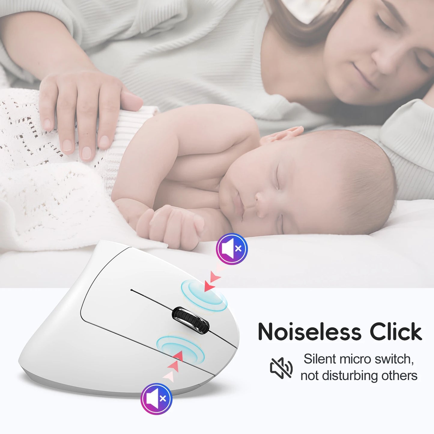 New Dual Mode Wireless Vertical Mouse Bluetooth 5.1 Silent Ergonomic 6 Buttons Type‑C 2400DPI Anti‑Mouse Hand for Office Laptop