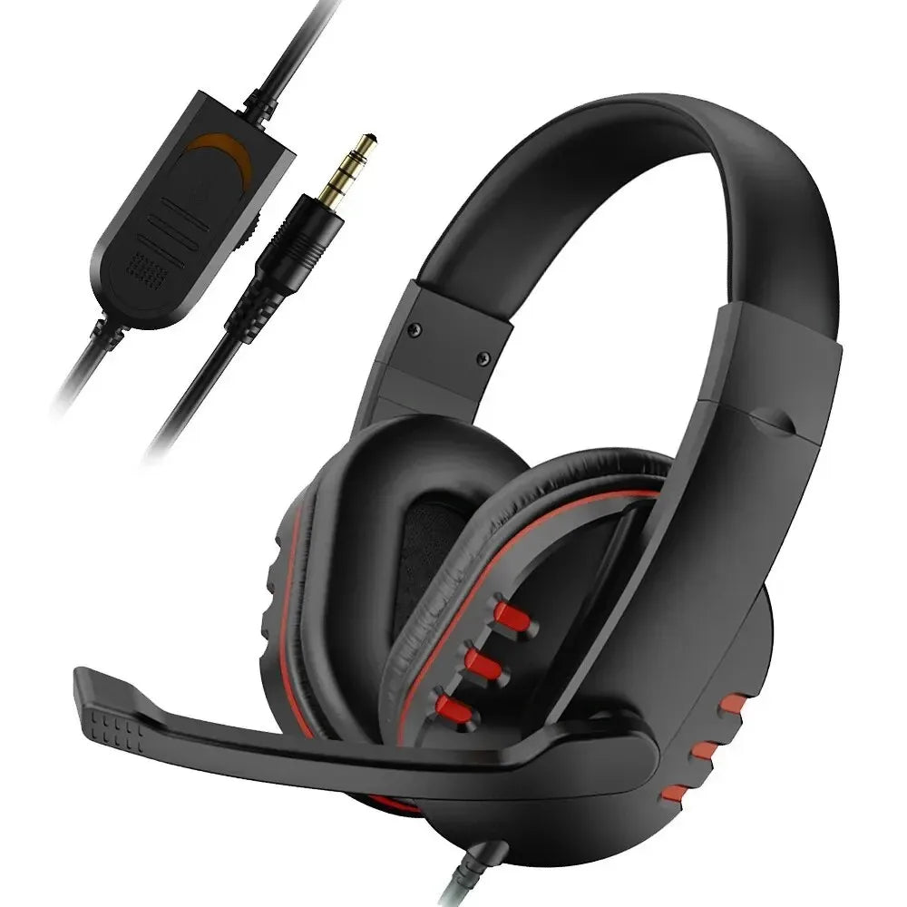 Casque gaming filaire avec éclairage, microphone réglable, son surround stéréo, coussinets auriculaires doux, pour PC, ordinateur portable et téléphone