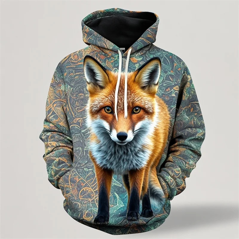 Autumn Fox Animal Graphic 3D Print Hoodies Women Men Fashion Long Sleeve Hooded Sweatshirts Streetwear Pullovers Female Clothing