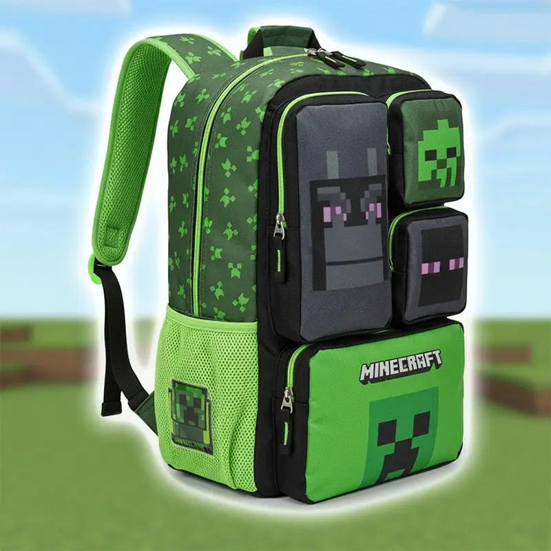 In Stock Minecraft Backpack Large Capacity Lightweight Pressure Relief Cartoon Print Outdoor Travel Hiking For Men Students