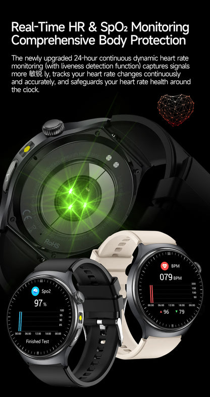 2026 AI Health Smartwatch ECG + PPG, Blood Pressure, Uric Acid & Body Fat Monitoring, AMOLED Display & Bluetooth Calling