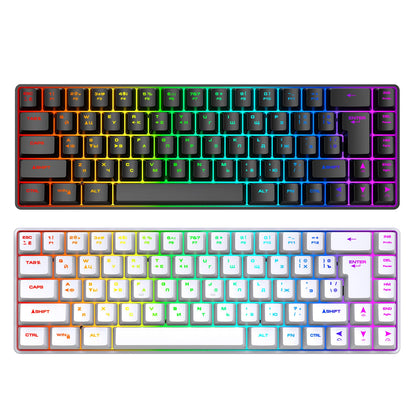 68-Key Russian English Mechanical Gaming Keyboard Dual Language Keyboard RGB Backlit Gaming Mechanical Keyboard for Gaming