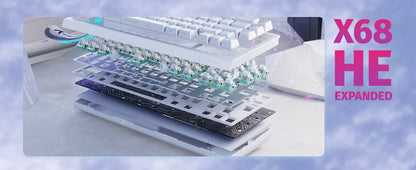 ATTACK SHARK X68 HE Teclado gaming mecânico Rapid Trigger 60% com fios, atuação ajustável, interruptores magnéticos Hall Effect, 8KH
