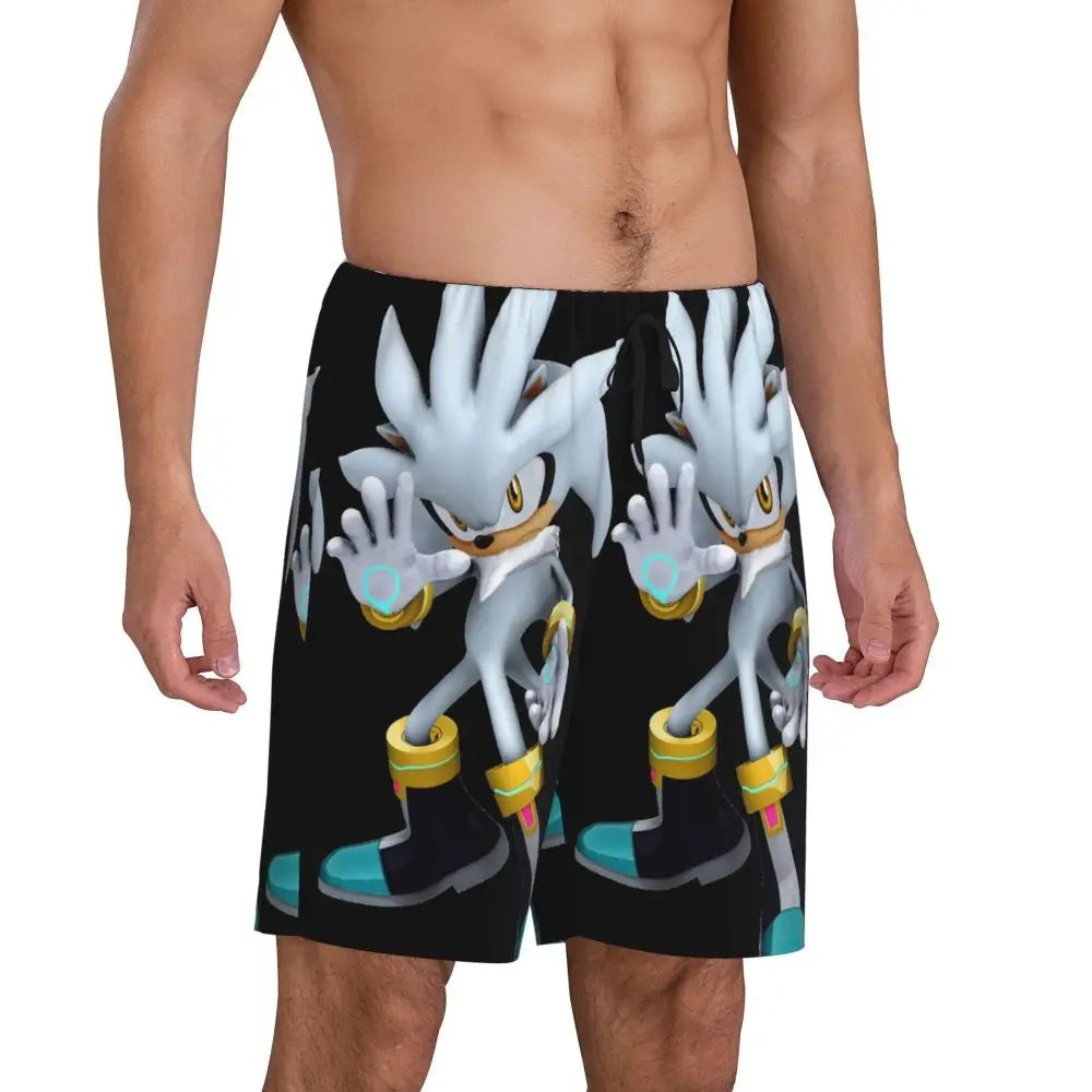 Custom Shadow The Hedgehog Sonic Poster Short Pajama Pants Men Sleepwear Sleep Lounge Bottom Shorts Sleeping Pants
