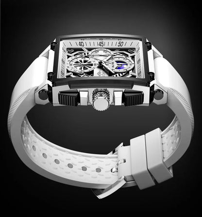 New LIGE Mens Watches Top Brand Luxury Hollow Square Sport Watch For Men Fashion Silicone Strap Waterproof Quartz WristWatch+Box