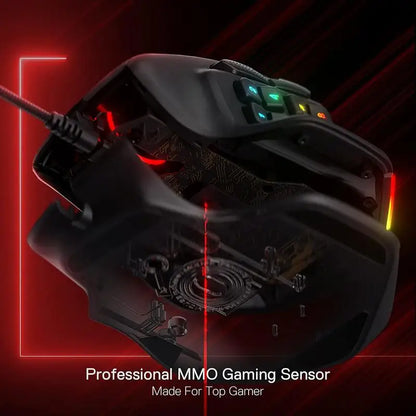 Redragon M811 Aatrox MMO žaidimų pelė, laidinė RGB žaidėjų pelė su 15 programuojamų mygtukų ir ergonomišku natūralaus suėmimo dizainu