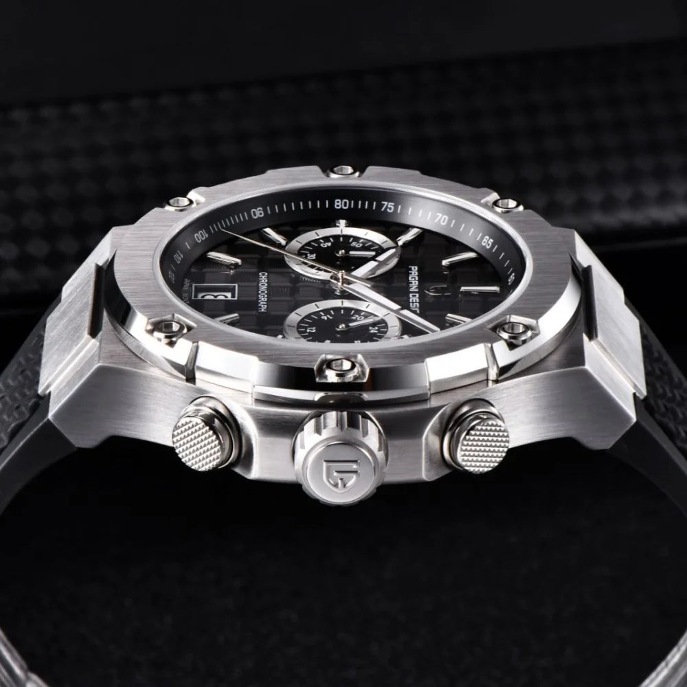 PAGANI DESIGN PD-YS032 Herren-Quarzuhr 44mm Japan VK64 Uhrwerk Edelstahlgehäuse Kautschukarmband Saphirglas 100M wasserdicht