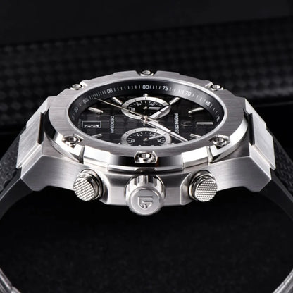 PAGANI DESIGN PD-YS032 Herren-Quarzuhr 44mm Japan VK64 Uhrwerk Edelstahlgehäuse Kautschukarmband Saphirglas 100M wasserdicht