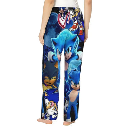 Custom Printed Womens Soniced Pajama Pants Hedgehog Game Sleepwear Sleep Lounge Bottoms with Pockets