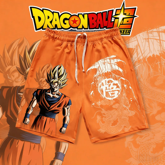 2026 Summer Dragon Ball Super Saiyan Goku 3D Print Men's Shorts, Retro Street Quick Dry Oversized Casual Shorts, Unisex