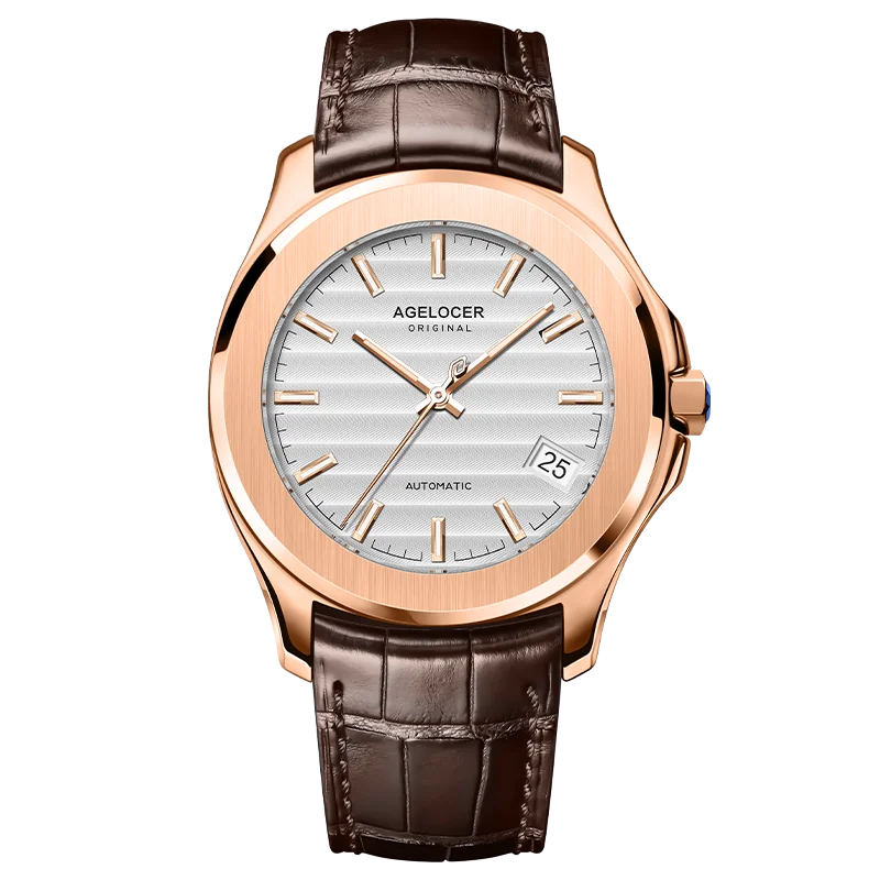 AGELOCER Original Baikal Watch Men's Luxury Gold Watch Big Calendar Business Automatic Mechanical Watch Birthday Gift