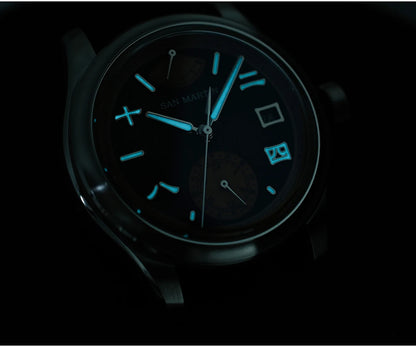 San Martin 39mm Miyota 9132 Power Reserve Display Men's Luxury Sport Watch Automatic Mechanical Waterproof Original Design SN0144