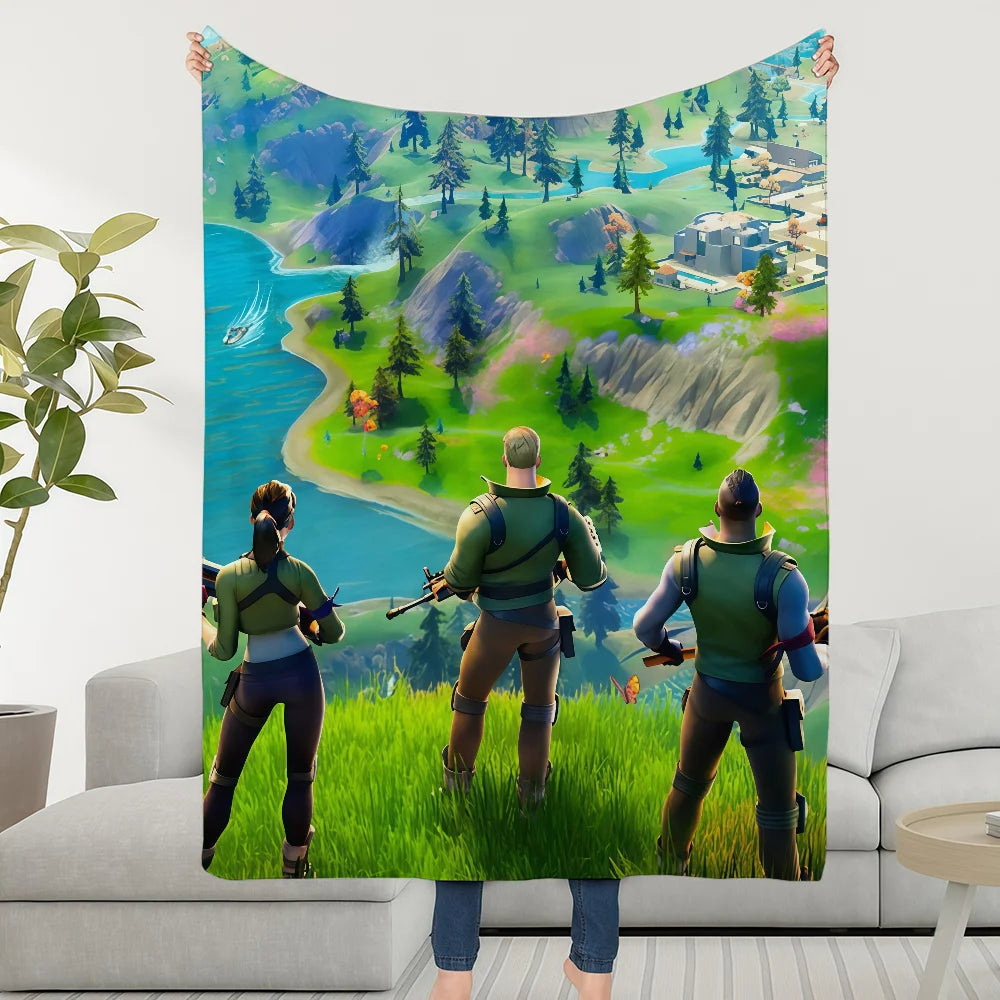 Manta Decorativa Super Aconchegante em Peluche para Sala de Estar, F-FORTNITES-ES, Sala de Jogo, Sofá, Presentes de Aniversário Infantis