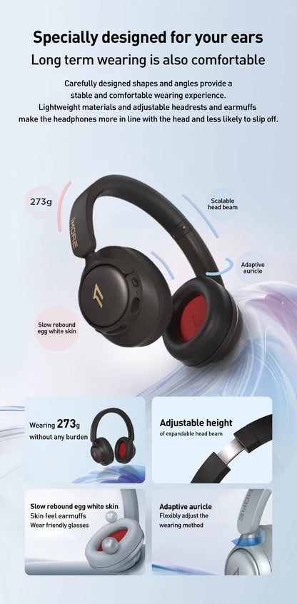 Auriculares inalámbricos Bluetooth con cancelación de ruido 1MORE SonoFlow S, ANC de 42dB, audio Hi-Res, autonomía de 90H, diseño supraaural