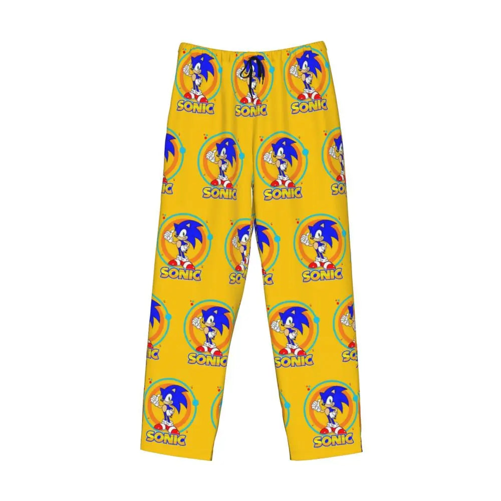 Custom Print Men's Soniced Pajama Pants Hedgehog Game Sleepwear Sleep Lounge Bottoms with Pockets