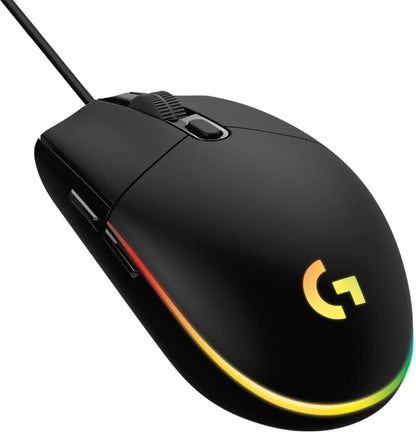 Logitech G102 G203 laidinė žaidimų pelė, 2.1 metro ilgio laidas, 8000 DPI, RGB efektai, skirta PC, nešiojamajam kompiuteriui, biurui ir gamer’iams, lanksti