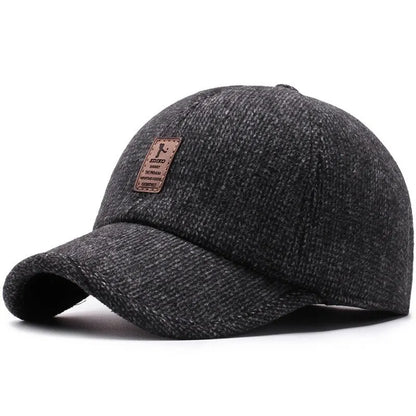 Baseball Cap Woolen Knitted Winter Ear Cover Baseball Cap Men Thicken Warm Hats with Earflaps Sport Golf Hats Snapback