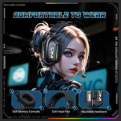 Auriculares gaming inalámbricos ONIKUMA GT828 Bluetooth 5.3 RGB con micrófono, cancelación de ruido y conexión de 4 modos para PC, PS5 y portátil
