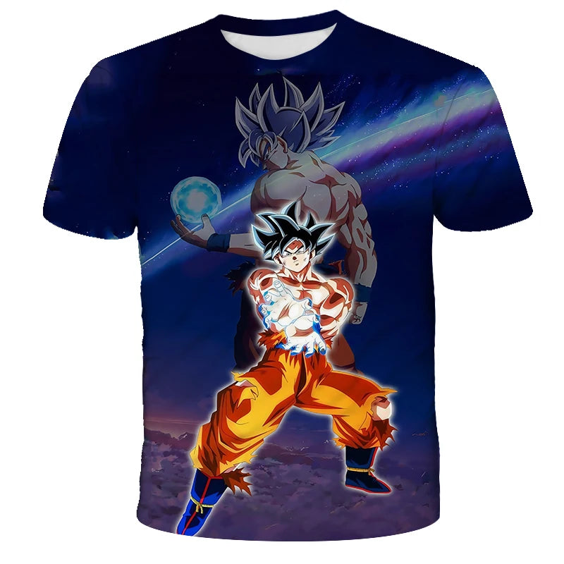 2026 Summer Anime Dragon Ball Z Super Saiyan Men's Clothing Kids CosPlay Goku T-shirt Japanese T-shirt Breathable Short Sleeves