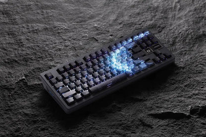 Keycap PBT trasparenti Cherry con incisione laterale e sfumatura Purple Galaxy, 135 tasti, compatibili con tastiere meccaniche 60/64/84/98/108