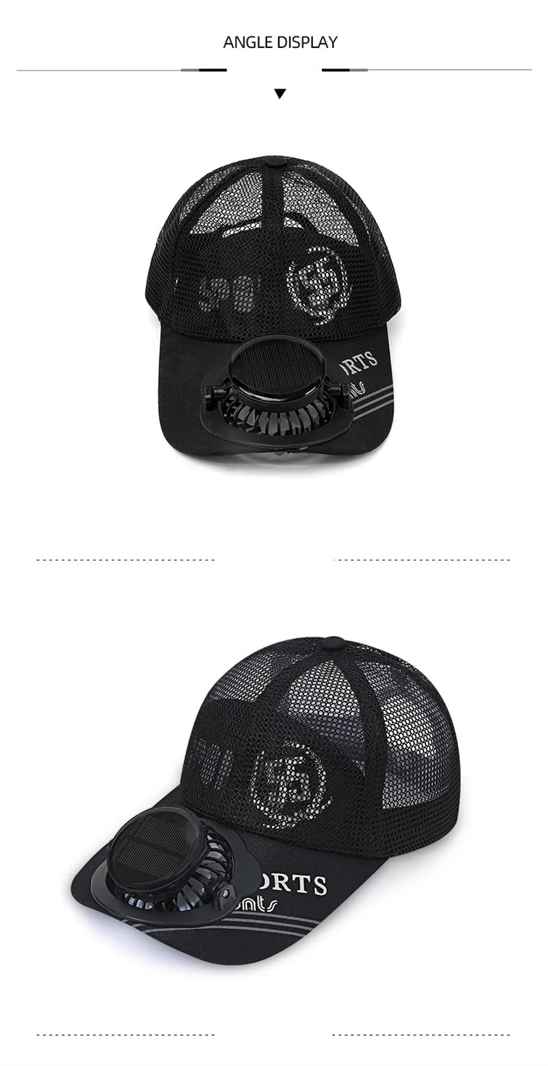 Solar Powered Charge Fan Baseball Cap Adults Summer Outdoor Camping Fishing Sun Shading  Duck Tongue Mesh Cap Father's Day Gifts