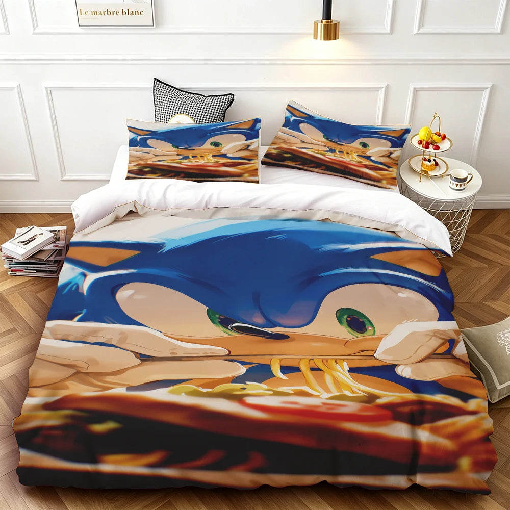 Exquisite Cartoon S-Sonics Wallpaper Anime Digital Printing Bedding Set Duvet Cover Comforter Bed Youth Kids Girl Boys Gift soft