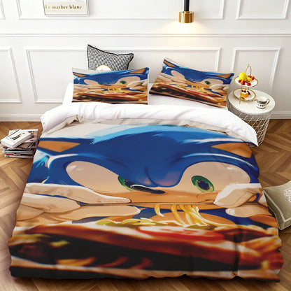 Exquisite Cartoon S-Sonics Wallpaper Anime Digital Printing Bedding Set Duvet Cover Comforter Bed Youth Kids Girl Boys Gift soft