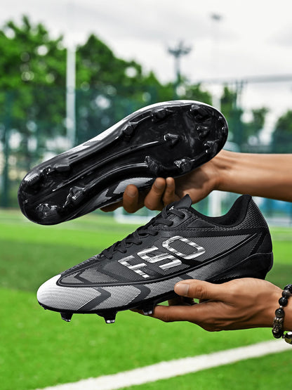 Chaussures de football pour adultes, modèle AG FG, avec crampons longs renforcés, empeigne respirante en PU, chaussures de football unisexes pour matchs sur gazon synthétique.