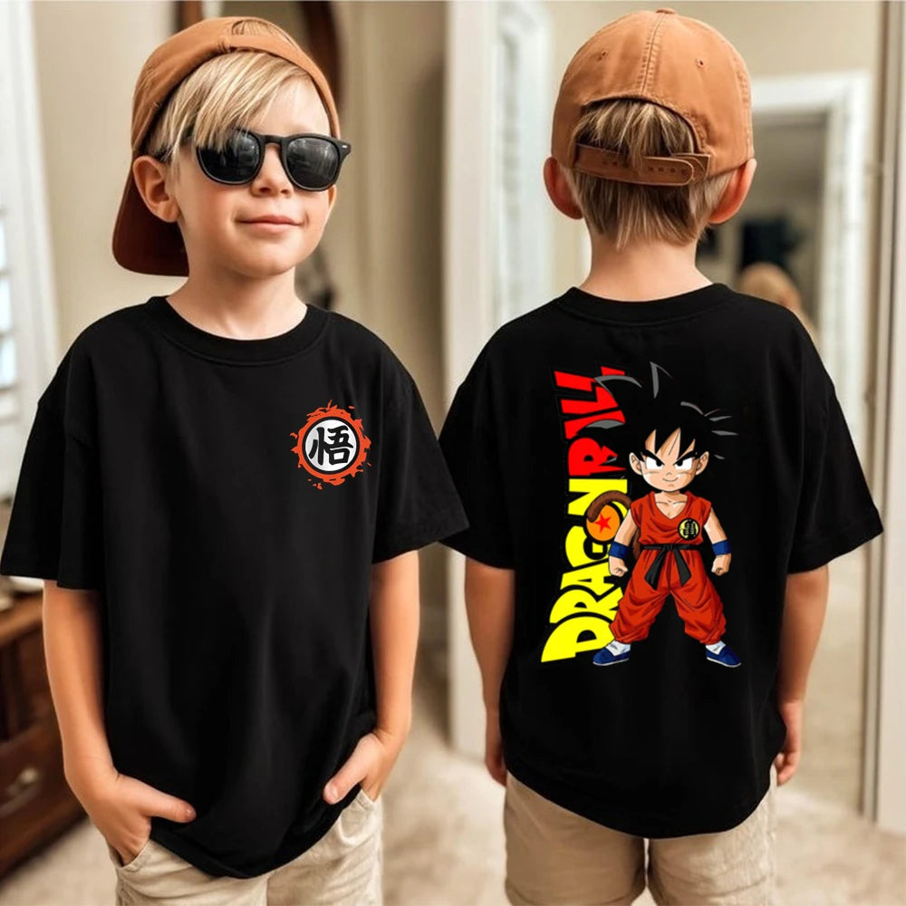 Anime Dragon Ball Cosplay T-Shirt Cotton Short Sleeve Tops Casual Loose Retro T-Shirt Men Women Family Matching Summer Outfits