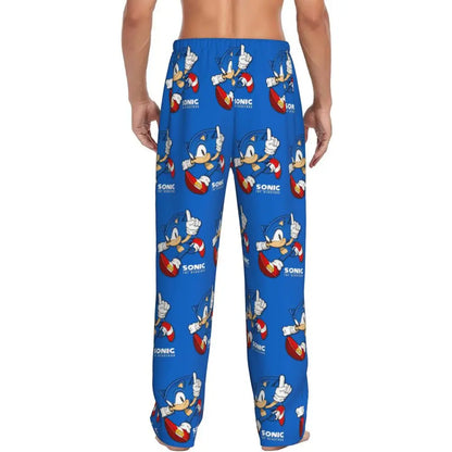 Custom Print Men's Soniced Pajama Pants Hedgehog Game Sleepwear Sleep Lounge Bottoms with Pockets